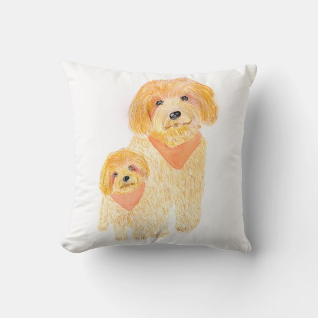 Niedlicher Hund mit Welpe Kissen (Vorderseite)