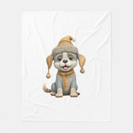 Niedlicher Hund mit Winterkleidung Fleecedecke
