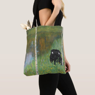 Niedlicher Hund Mops Gustav Klimt Forest AOP Tasche