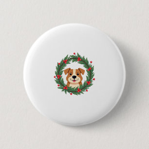 Niedlicher Hund Nase Weihnachtsschrei Weihnachtswe Button