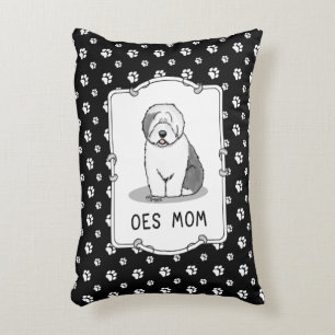 Niedlicher Hund OES Mama Alte Englische Schafhunde Dekokissen