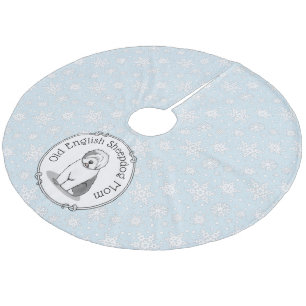 Niedlicher Hund OES Mama Alte Englische Schafhunde Fleece Weihnachtsbaumdecke