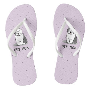 Niedlicher Hund OES Mama Alte Englische Schafhunde Flip Flops
