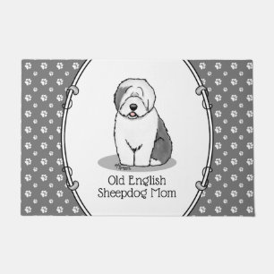 Niedlicher Hund OES Mama Alte Englische Schafhunde Fußmatte