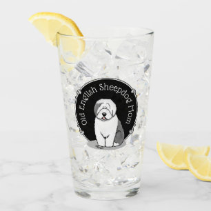 Niedlicher Hund OES Mama Alte Englische Schafhunde Glas