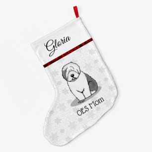 Niedlicher Hund OES Mama Alte Englische Schafhunde Großer Weihnachtsstrumpf