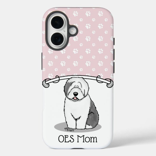 Niedlicher Hund OES Mama Alte Englische Schafhunde iPhone 16 Hülle (Rückseite)
