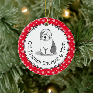 Niedlicher Hund OES Mama Alte Englische Schafhunde Keramik Ornament