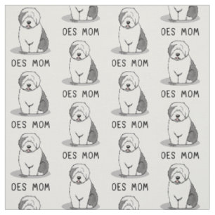 Niedlicher Hund OES Mama Alte Englische Schafhunde Stoff