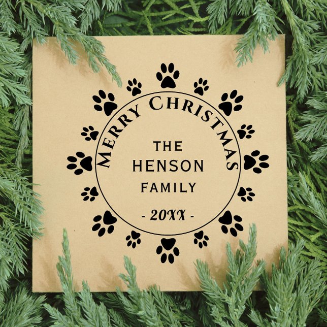 Niedlicher Hund Paw Familie frohe Weihnachten Gummistempel (Von Creator hochgeladen)