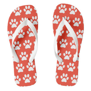 Niedlicher Hund Paws Paw Prints Pattern Beach Red Flip Flops