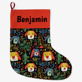 Niedlicher Hund Personalisiert Großer Weihnachtsstrumpf