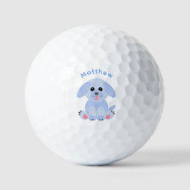 Niedlicher Hund Personalisierter Cartoon Blauer Pa Golfball