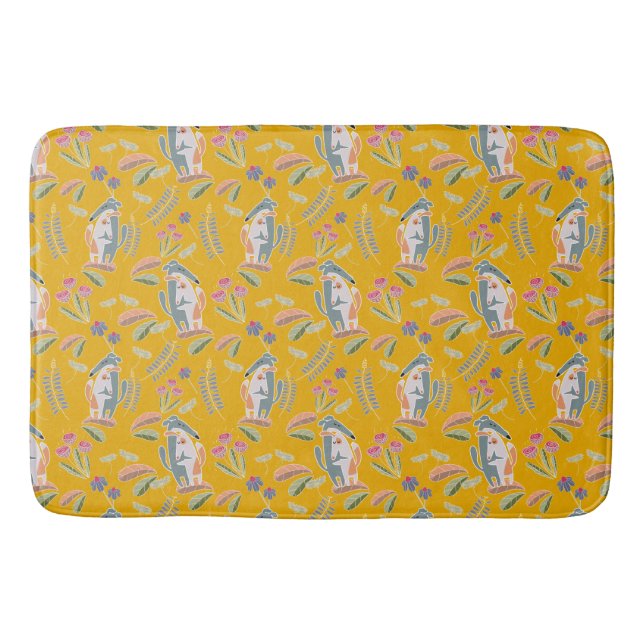 Niedlicher Hund Podenco und Galgo Floral Mustard Badematte (Vorderseite)