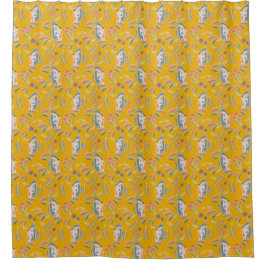 Niedlicher Hund Podenco und Galgo Floral Mustard Duschvorhang