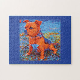 Niedlicher Hund porträtiert Aquarellmalerei auf bl
