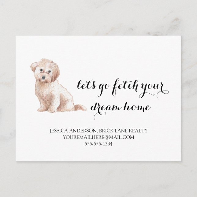 Niedlicher Hund Real Anwesen Kaufen Marketing Postkarte (Vorderseite)
