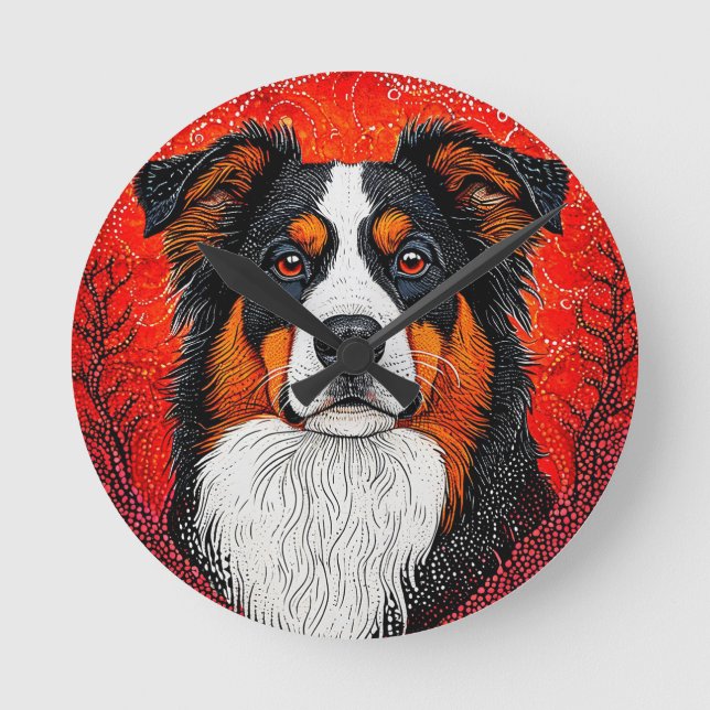 Niedlicher Hund Runde Wanduhr (Vorderseite)