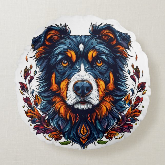 Niedlicher Hund Rundes Kissen (Vorderseite)