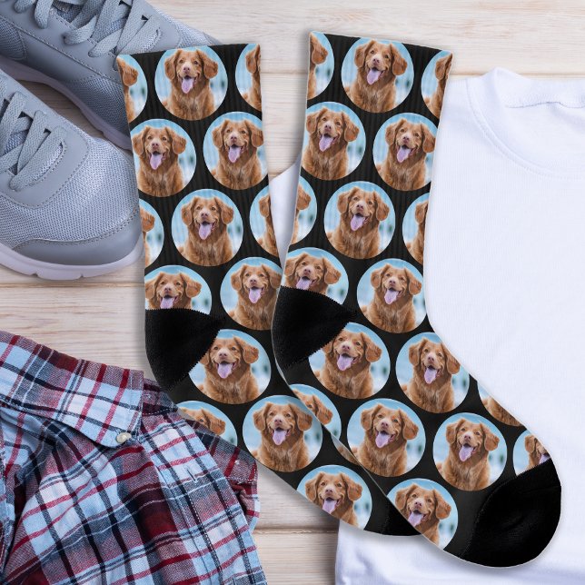Niedlicher Hund Schwarzes Foto Socken (Von Creator hochgeladen)