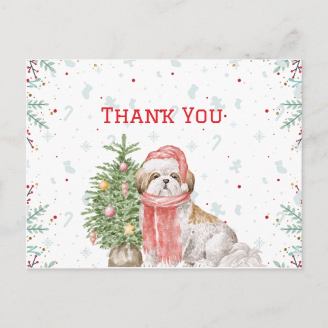 Niedlicher Hund Shihtzu Santa Cap Weihnachten Viel (Vorderseite)
