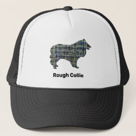 Niedlicher Hund-Silhouette-Grid von Collie Rough Truckerkappe