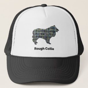 Niedlicher Hund-Silhouette-Grid von Collie Rough Truckerkappe