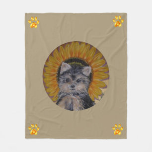 Niedlicher Hund, Sonnenblume und Goldpaws Fleece B