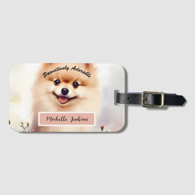 Niedlicher Hund, Spitz Gepäckanhänger (Vorderseite (Horizontal))