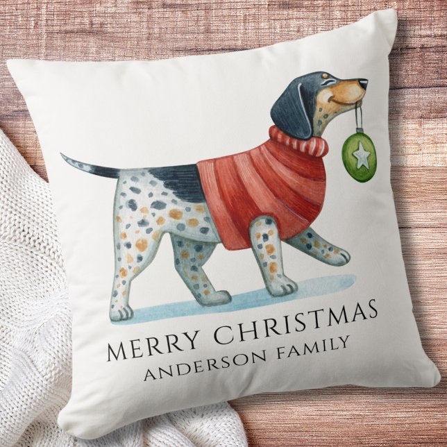 Niedlicher Hund Sweater Wasserfarbe Weihnachten Kissen (Von Creator hochgeladen)