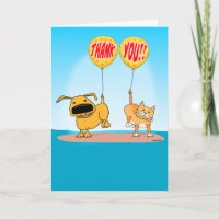 Niedlicher Hund und Katze Danke Karte