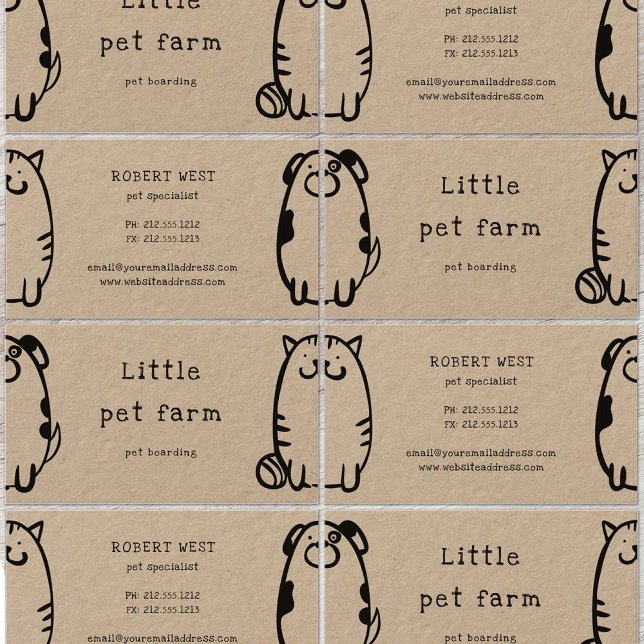 niedlicher Hund- und Katzen-Doodle-Boarding Visitenkarte (Von Creator hochgeladen)