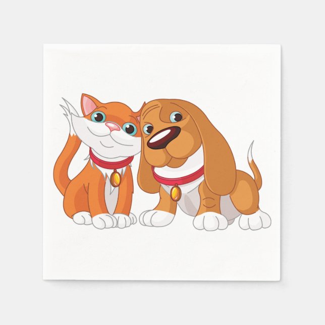 Niedlicher Hund und Katzenpapier Napkins Serviette (Vorderseite)