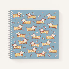 Niedlicher Hund und Knochen Nahtloses Muster Notizbuch
