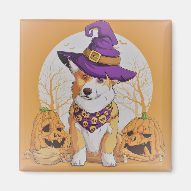 Niedlicher Hund und Pumpkins Magnet (Vorne)