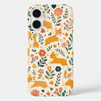 Niedlicher Hund Volks Kunst Whimsical Hand  iPhone 16 Hülle