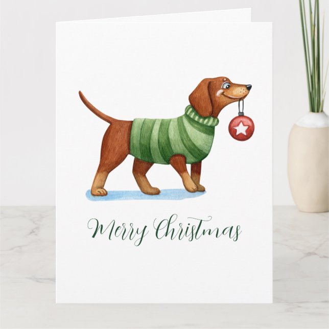 Niedlicher Hund Weihnachten Faltkarte Karte (Vorderseite)