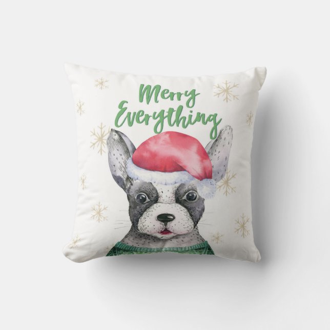 Niedlicher Hund Weihnachten froh alles Kissen (Vorderseite)