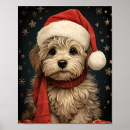 Niedlicher Hund Weihnachten Kunst: Adorable Holida Poster