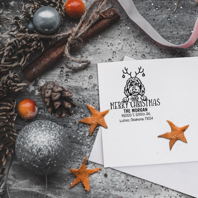 Niedlicher Hund Weihnachten Rücksendeadresse Gummistempel (Von Creator hochgeladen)