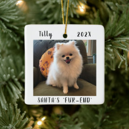 Niedlicher Hund Weihnachts-Sake Zwei-Seiten-Pet-Fo Keramikornament