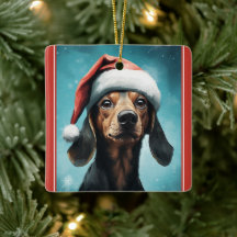Niedlicher Hund Weihnachtsmannmütze Dackel Weihnac
