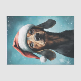 Niedlicher Hund Weihnachtsmannmütze Dackel Weihnac Seidenpapier