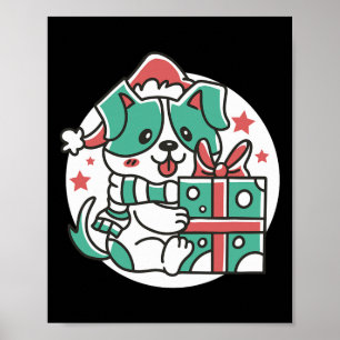 Niedlicher Hund Weihnachtsmannmütze - Funny Christ Poster