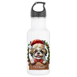 Niedlicher Hund Weihnachtsschmuck - Frohe Weihnach Edelstahlflasche