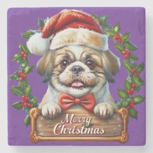 Niedlicher Hund Weihnachtsschmuck - Frohe Weihnach Steinuntersetzer