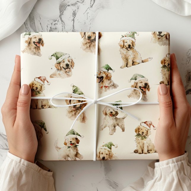 Niedlicher Hund Weihnachtswrapping Paper Geschenkpapier (Von Creator hochgeladen)