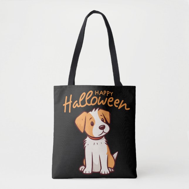 Niedlicher Hund Welpe Happy Hallowen Tasche (Vorderseite)