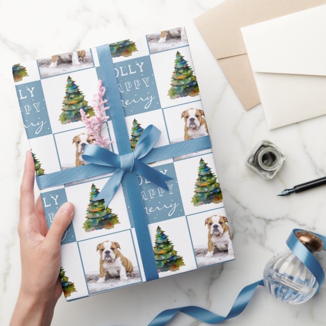Niedlicher Hund Welpe Haustier Weihnachtsbaum Wass Geschenkpapier (Schenken)