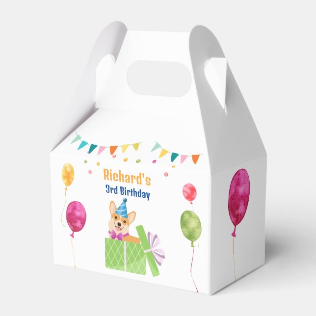 Niedlicher Hund Welpe-Kind-Geburtstagsparty Geschenkschachtel (Vorderseite)
